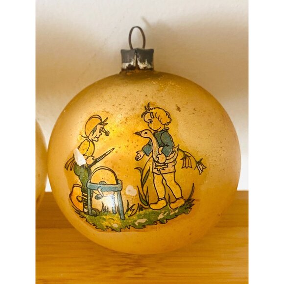 Vintage W. Germany Ornaments Set of 2 Nursery Hansel Gretel and Goose - Picture 3 of 9